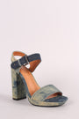 Denim Open Toe Ankle Strap Chunky Platform Heel