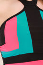 Color Panel Cutaway Halter Crop Top