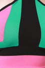 Color Panel Cutaway Halter Crop Top