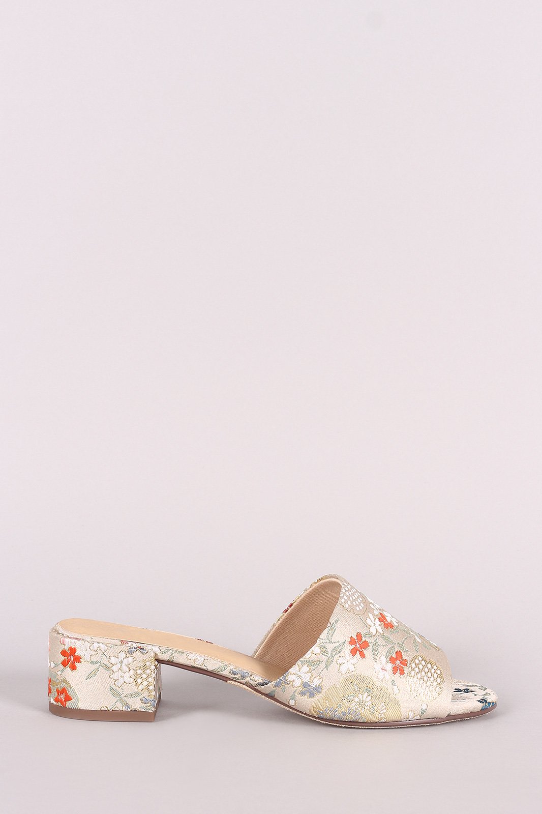 City Classified Floral Open Toe Block Heeled Sandal