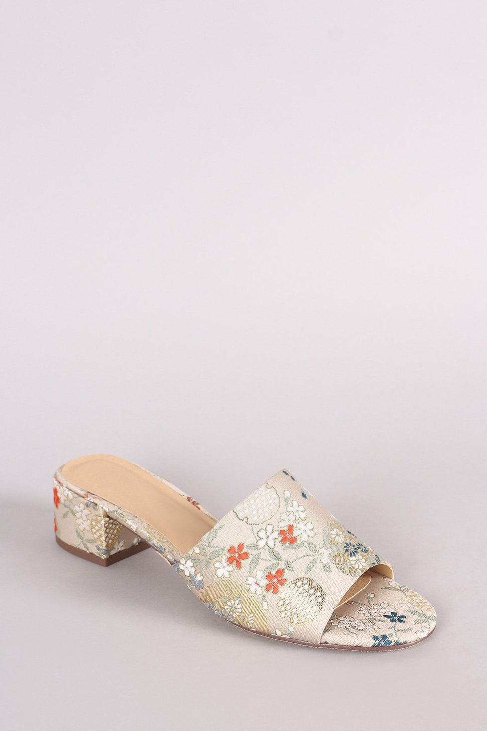 City Classified Floral Open Toe Block Heeled Sandal