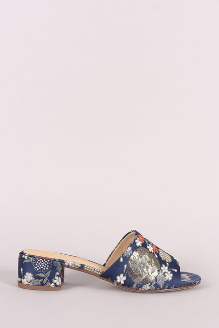 City Classified Floral Open Toe Block Heeled Sandal