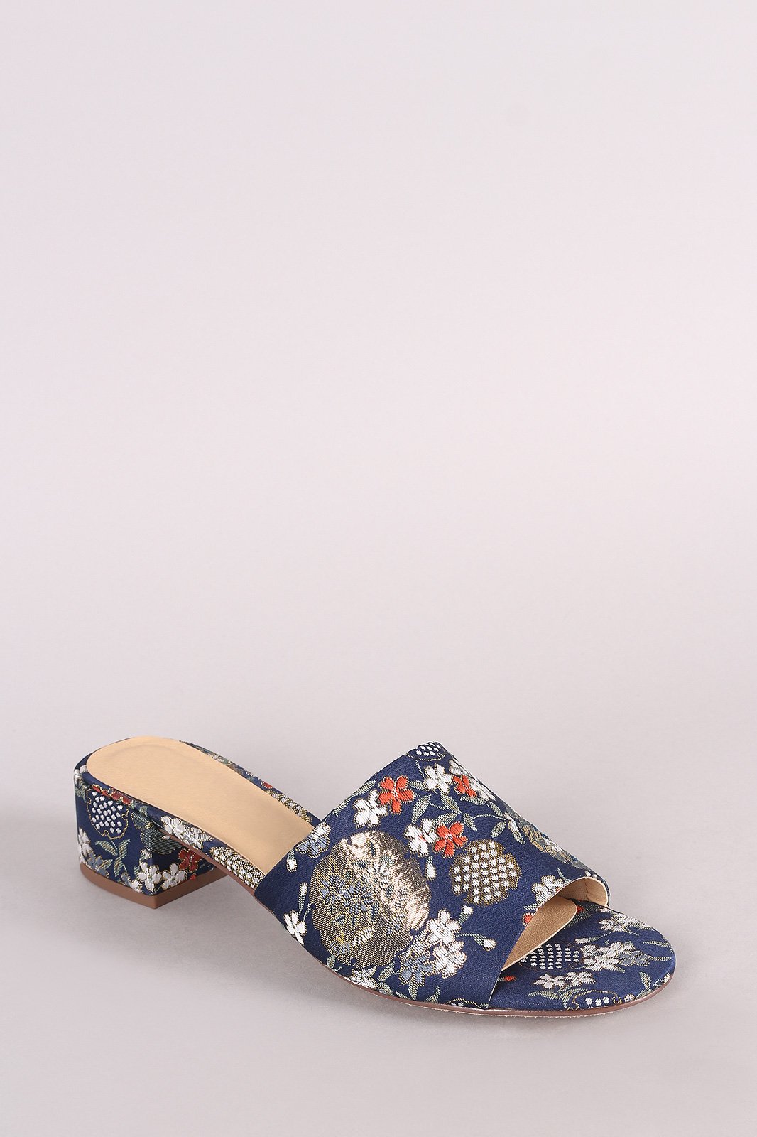 City Classified Floral Open Toe Block Heeled Sandal