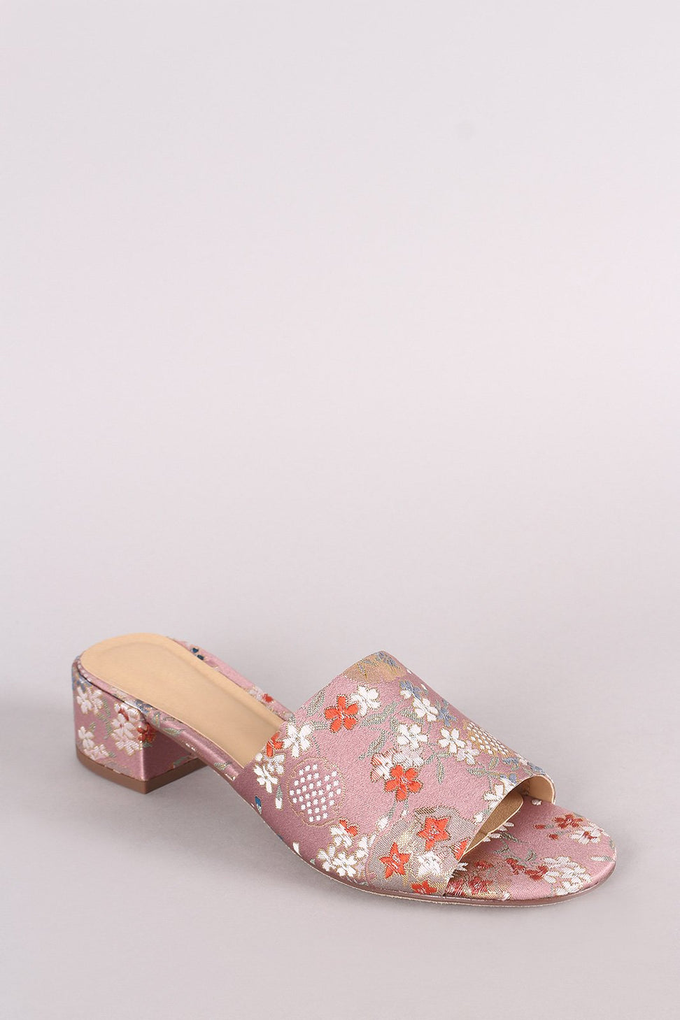 City Classified Floral Open Toe Block Heeled Sandal
