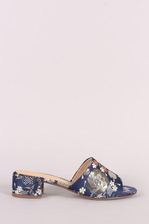 City Classified Floral Open Toe Block Heeled Sandal