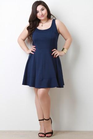 Scooped Neck Sleeveless Fit And Flare Dress