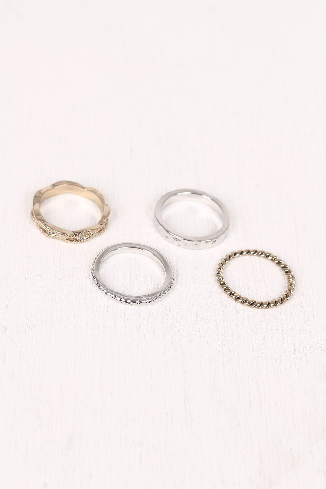 Twisted Hammered Ring Set