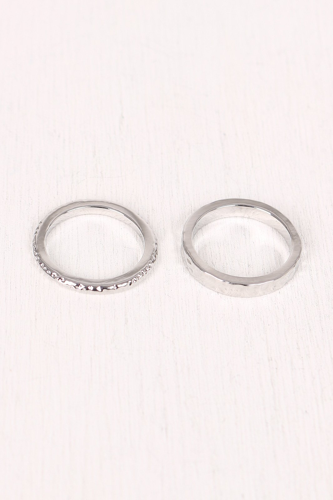 Twisted Hammered Ring Set