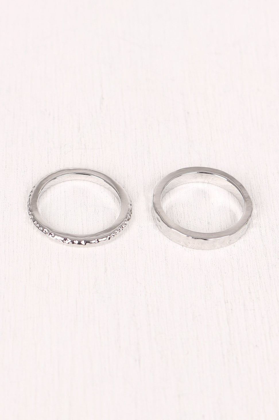 Twisted Hammered Ring Set
