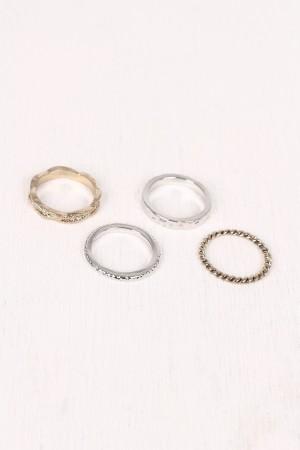 Twisted Hammered Ring Set
