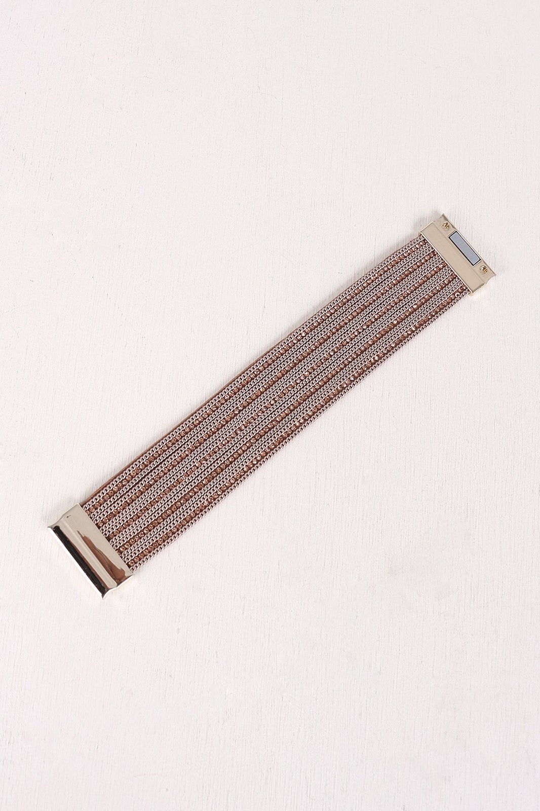 Wide Band Rhinestone Curb Links Bracelet