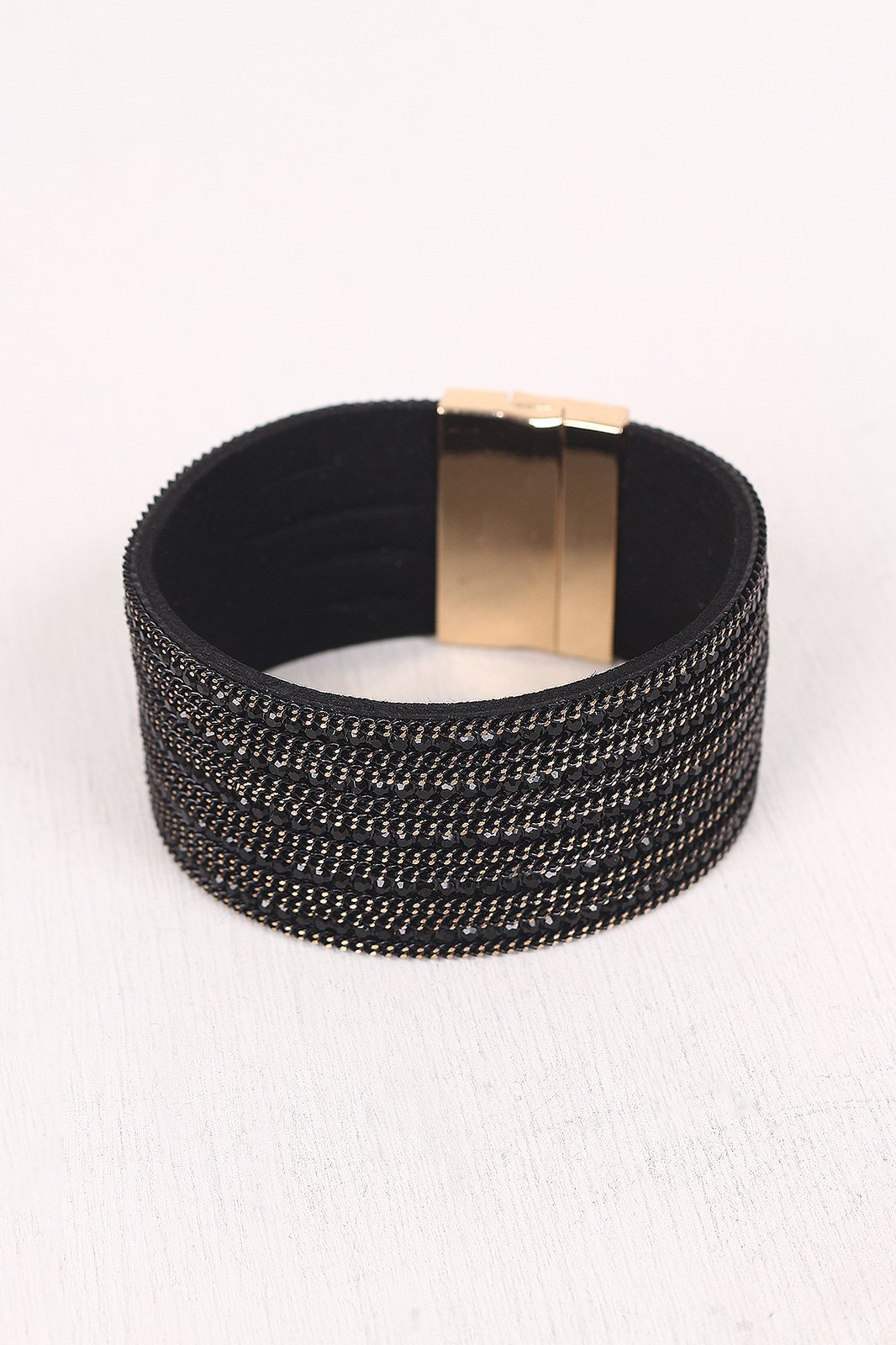 Wide Band Rhinestone Curb Links Bracelet