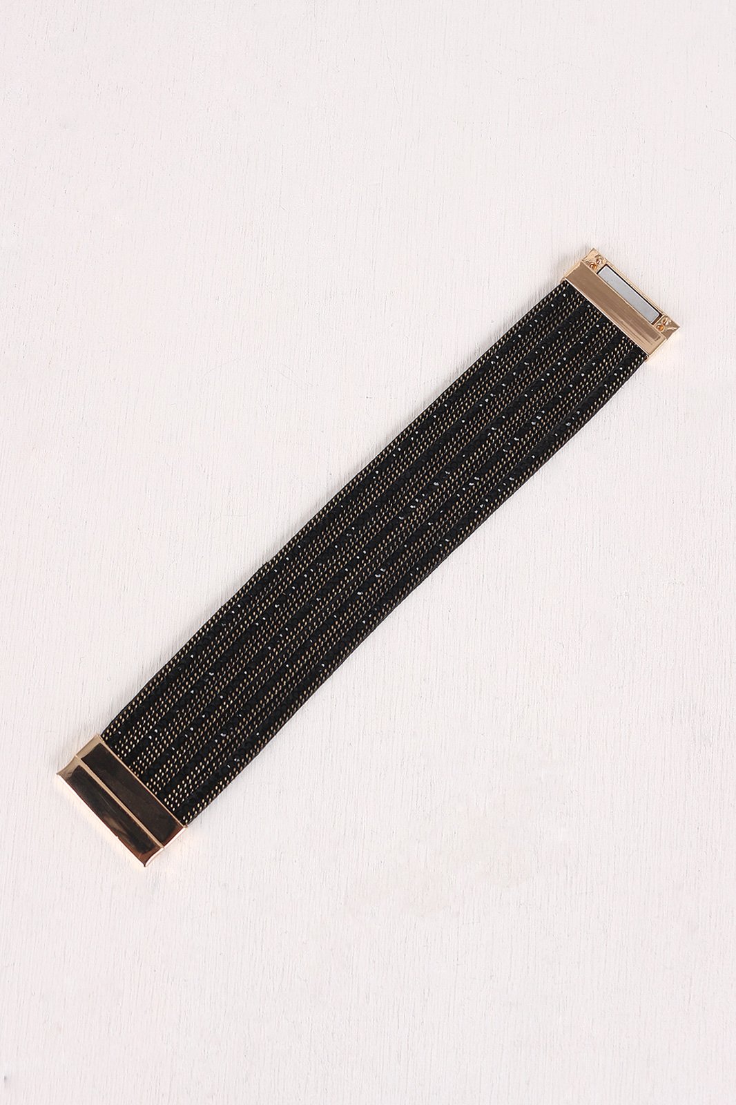 Wide Band Rhinestone Curb Links Bracelet