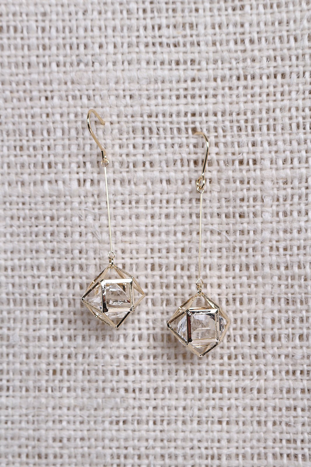 Geometric Caged Crystal Dainty Drop Earring - NoveltyOne