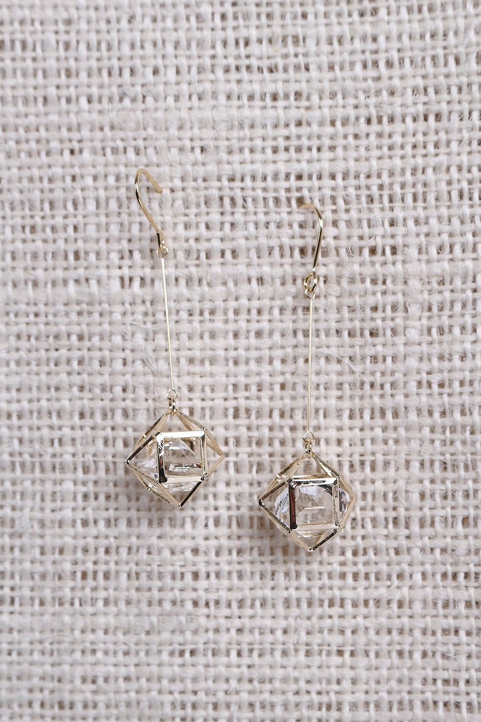 Geometric Caged Crystal Dainty Drop Earring - NoveltyOne