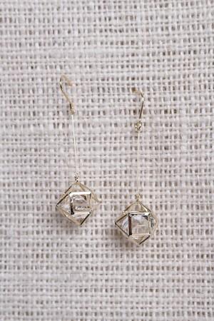 Geometric Caged Crystal Dainty Drop Earring - NoveltyOne