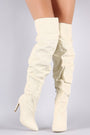 Slouchy Canvas Pointy Toe Over-The-Knee Boots