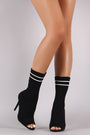 Qupid Ribbed Sweater Knit Striped Sock Boots