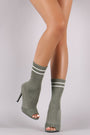 Qupid Ribbed Sweater Knit Striped Sock Boots