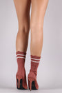 Qupid Ribbed Sweater Knit Striped Sock Boots