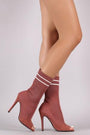 Qupid Ribbed Sweater Knit Striped Sock Boots