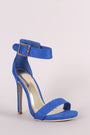 Suede Open Toe Ankle Strap Stiletto Heel