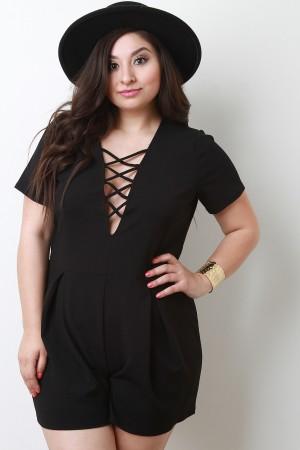 Lattice Short Sleeve Romper