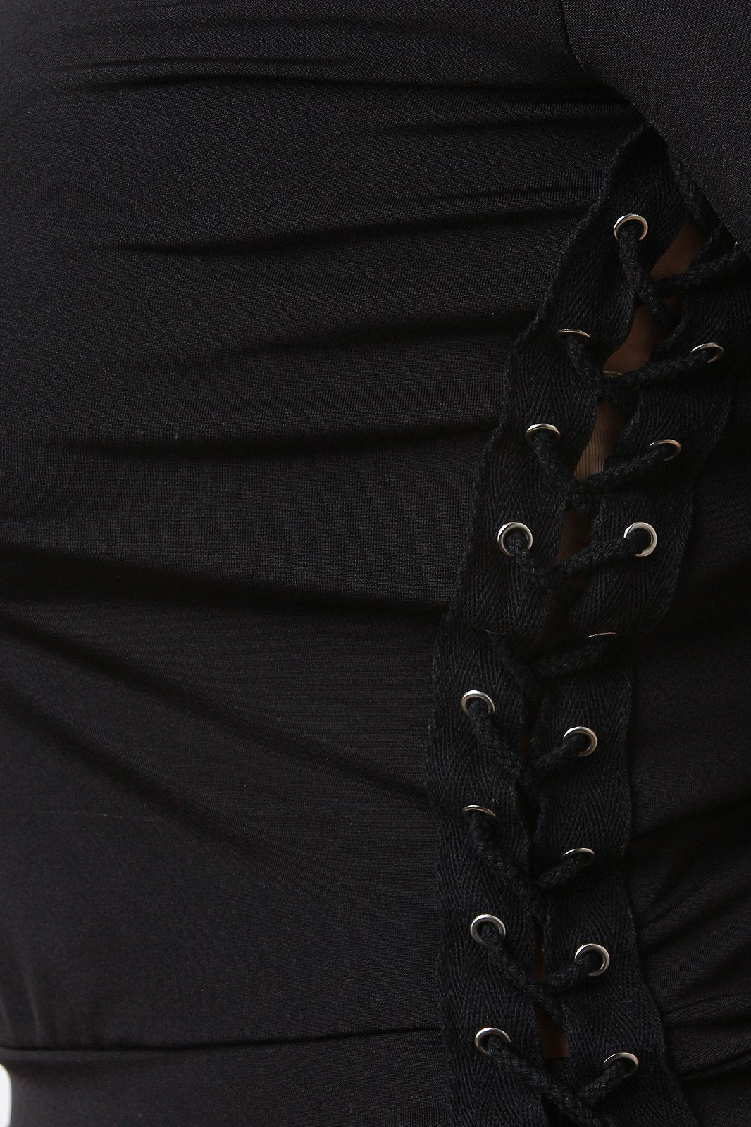 Eyelet Lace-Up Side Mock Top