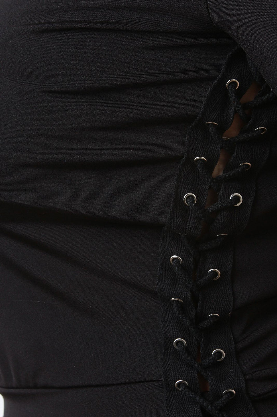 Eyelet Lace-Up Side Mock Top