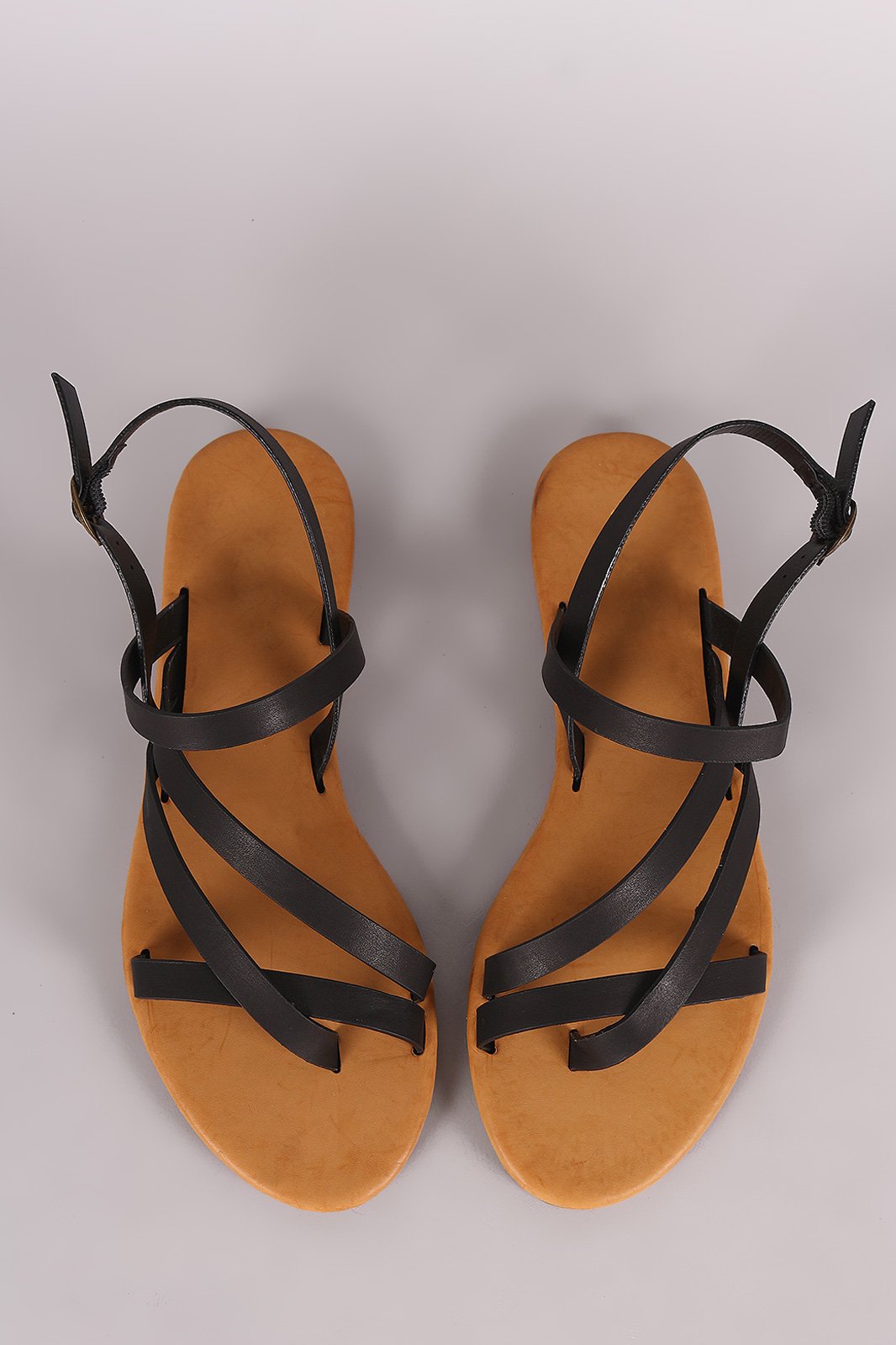 Bamboo Asymmetrical Strappy Slingback Flat Sandal