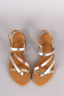 Bamboo Asymmetrical Strappy Slingback Flat Sandal