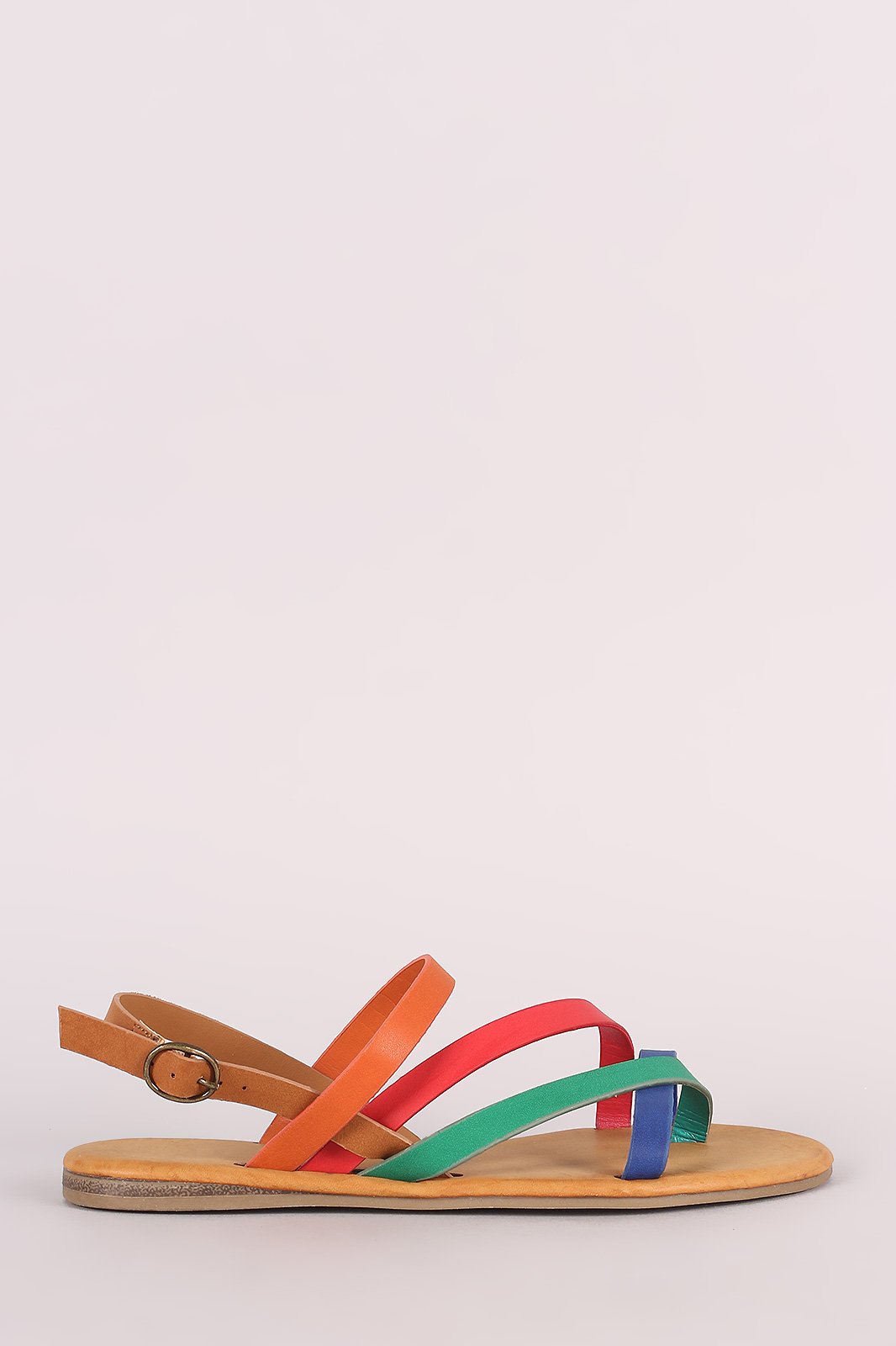 Bamboo Asymmetrical Strappy Slingback Flat Sandal