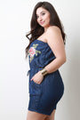 Floral Applique Tube Denim Romper - NoveltyOne