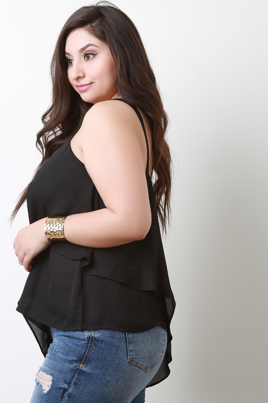 Asymmetrical One Shoulder Chiffon Top