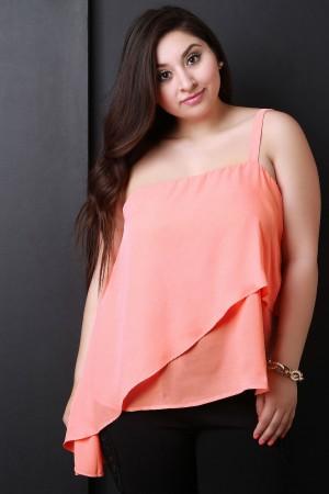 Asymmetrical One Shoulder Chiffon Top