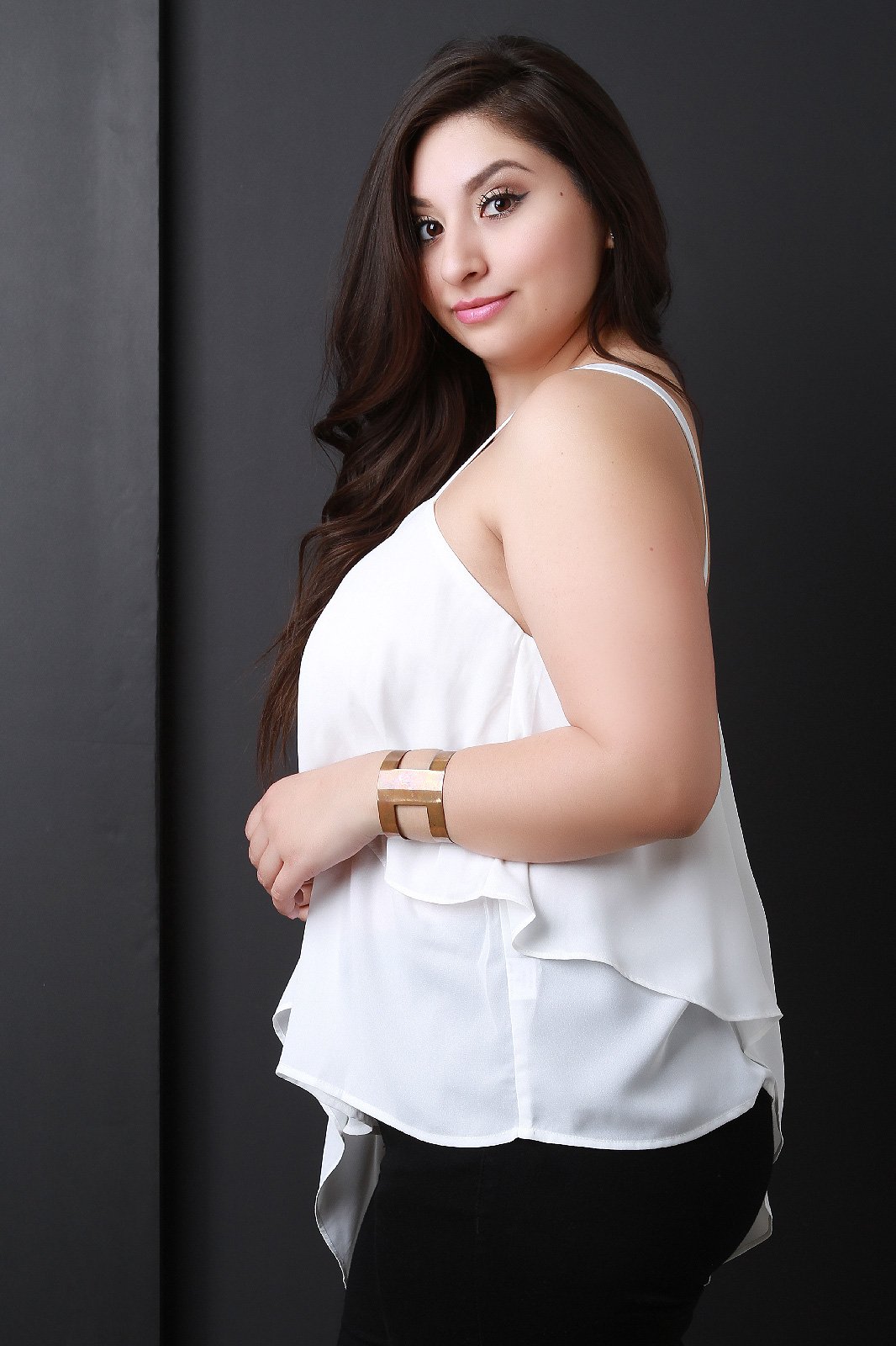 Asymmetrical One Shoulder Chiffon Top