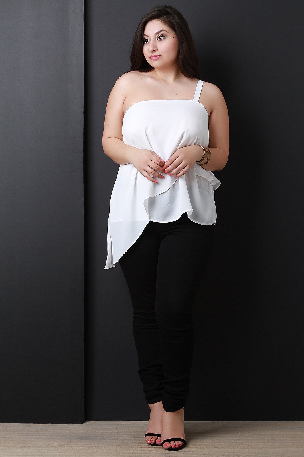 Asymmetrical One Shoulder Chiffon Top