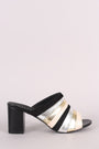 Colorblock Open Toe Chunky Mule Heel