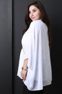 Chiffon Beaded Keyhole Mock Neck Poncho Top