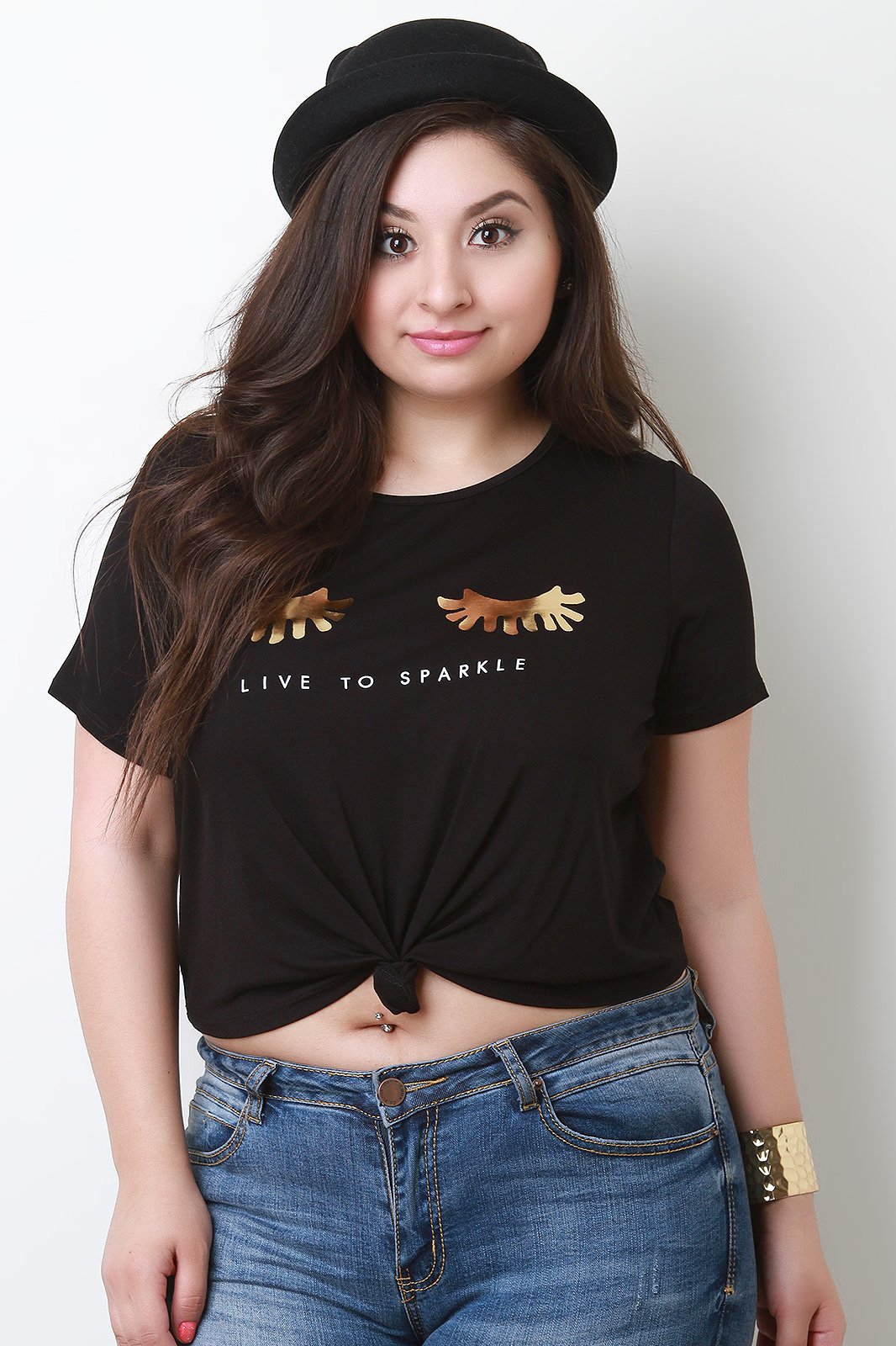 Live To Sparkle Knotted Hem Crop Top - NoveltyOne