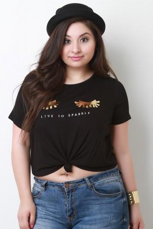 Live To Sparkle Knotted Hem Crop Top - NoveltyOne