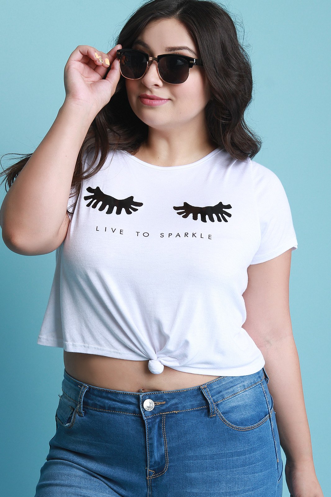 Live To Sparkle Knotted Hem Crop Top - NoveltyOne