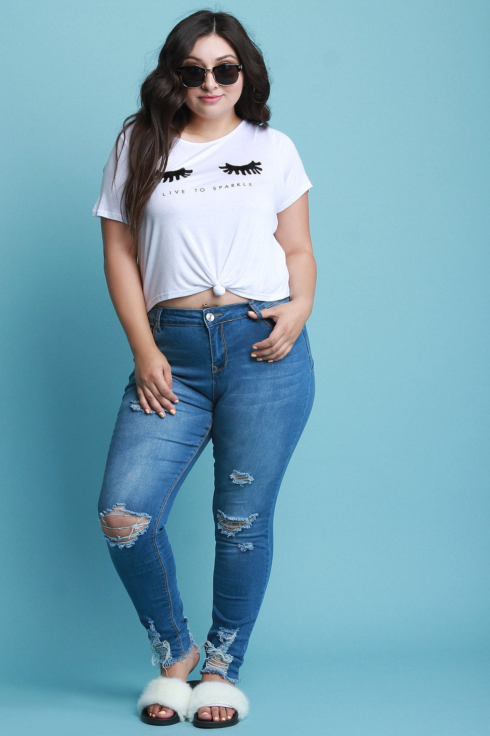 Live To Sparkle Knotted Hem Crop Top - NoveltyOne