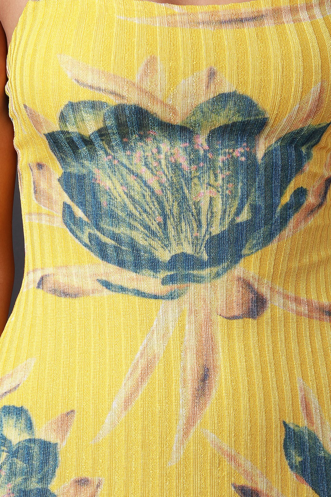 Ribbed Knit Floral Bodycon Dress