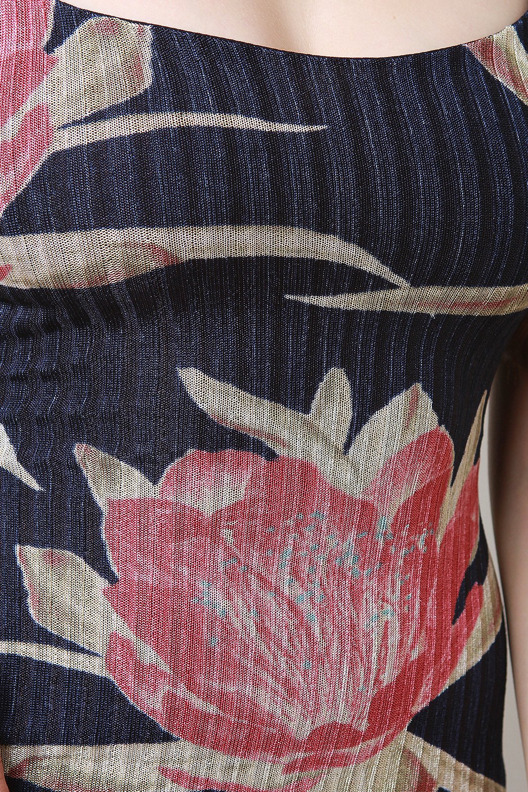 Ribbed Knit Floral Bodycon Dress