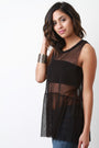 Semi-Sheer Polka Dot Mesh Sleeveless Shift Top