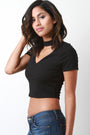 Mock Choker V-Neck Crop Top - NoveltyOne