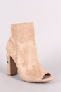 Wild Diva Lounge Peep Toe Floral Embroidery Chunky Heeled Booties
