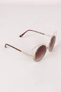 Open Wire Rhinestone Frame Round Cat Eyed Sunglasses