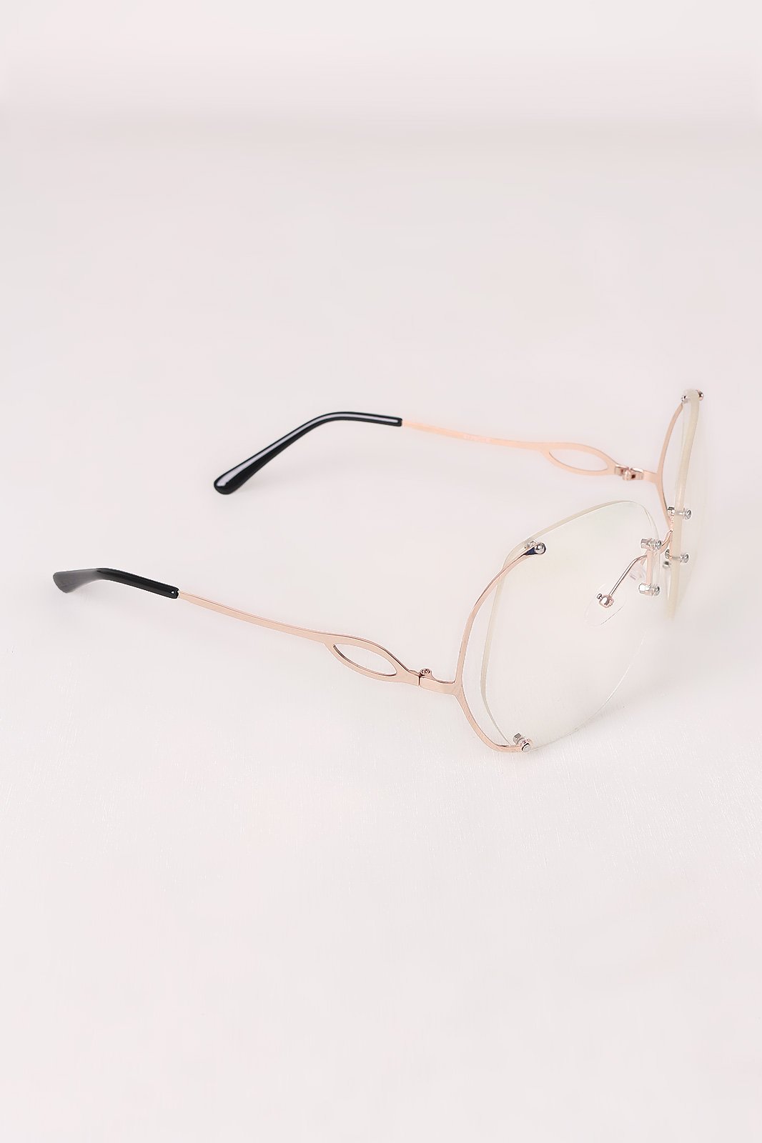 Oversized Clear Lenses Rimless Butterfly Glasses